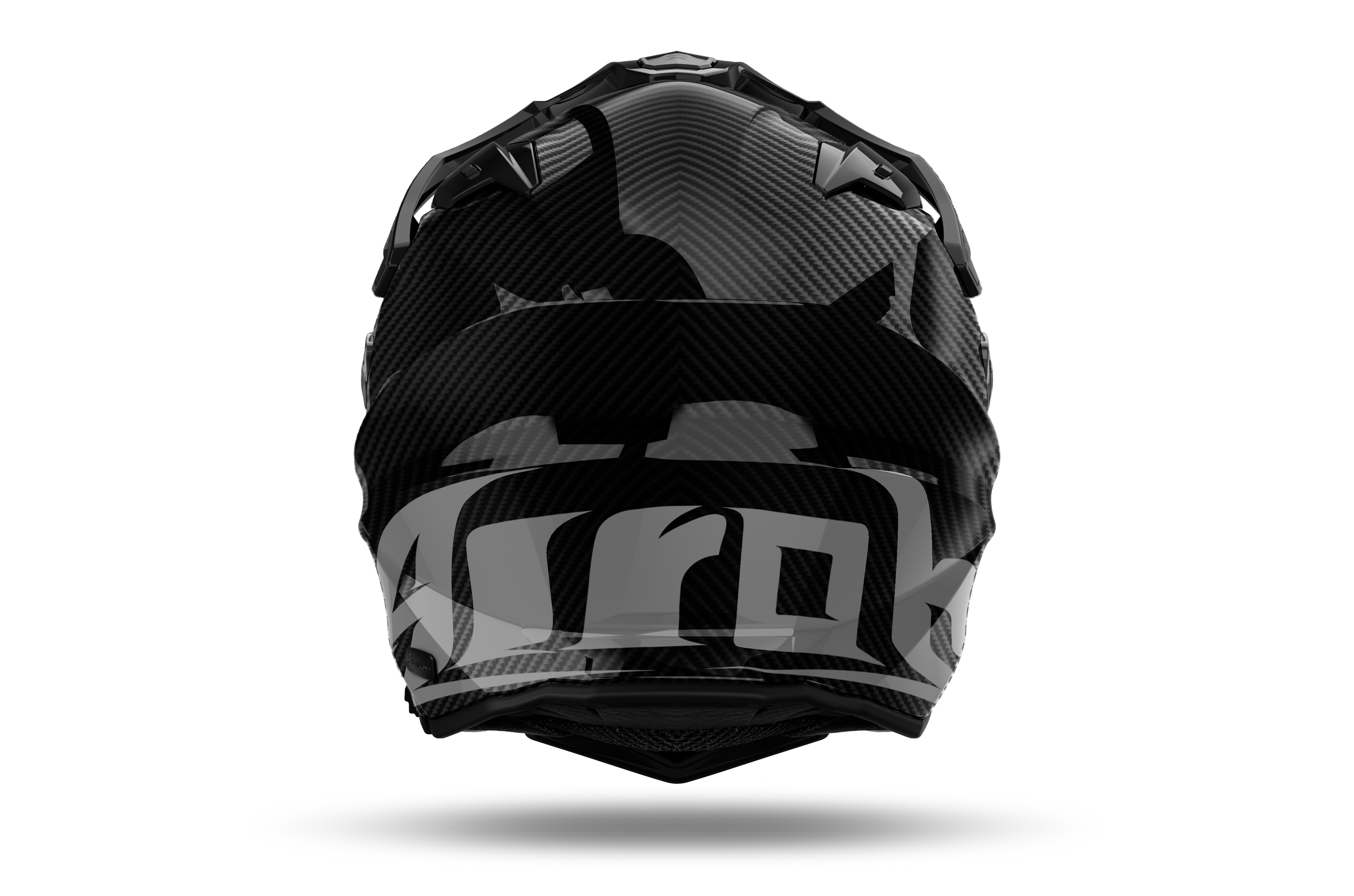 Airoh Commander 2 Full Carbon carbonio lucido casco adventure, vista posteriore, logo Airoh sulla nuca
