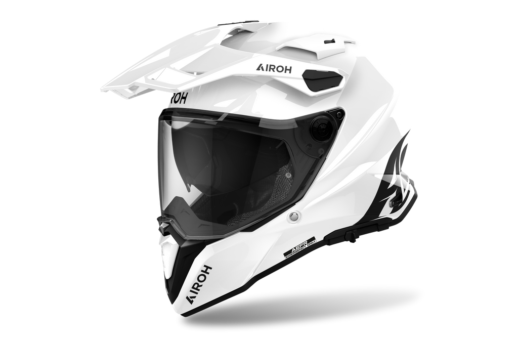 Airoh Commander 2 Color bianco lucido casco adventure, tre quarti anteriore destra, visiera chiusa
