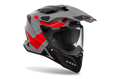 Airoh Commander 2 Reveal grigio e rosso opaco casco adventure, tre quarti anteriore sinistra con frontino