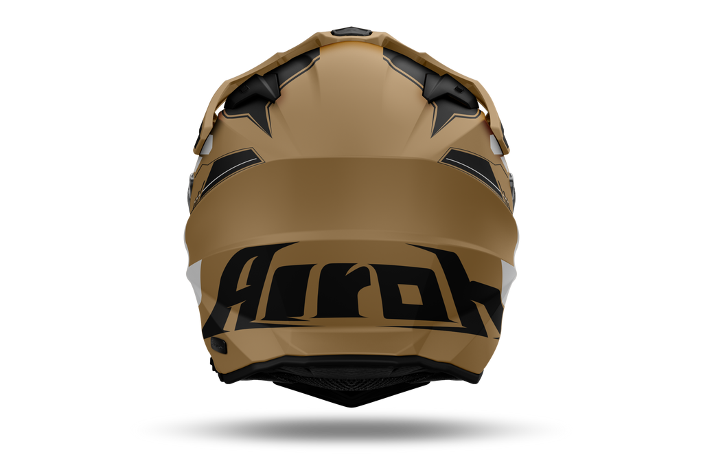 Airoh Commander 2 Reveal sabbia opaco casco adventure, vista posteriore, logo Airoh sulla nuca