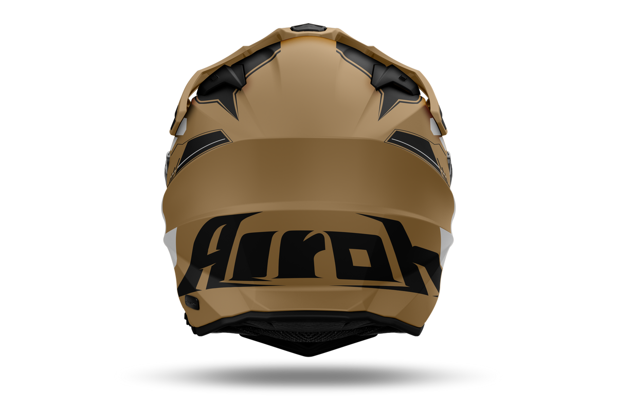 Airoh Commander 2 Reveal sabbia opaco casco adventure, vista posteriore, logo Airoh sulla nuca