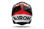 Airoh Commander 2 Skip rosso, nero e bianco lucido casco adventure, vista posteriore, logo Airoh sulla nuca