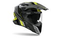 Airoh Commander 2 Skip nero e giallo fluo opaco casco adventure, tre quarti anteriore destra, visiera chiusa