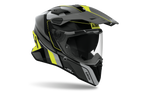 Airoh Commander 2 Skip nero e giallo fluo opaco casco adventure, tre quarti anteriore destra, visiera chiusa