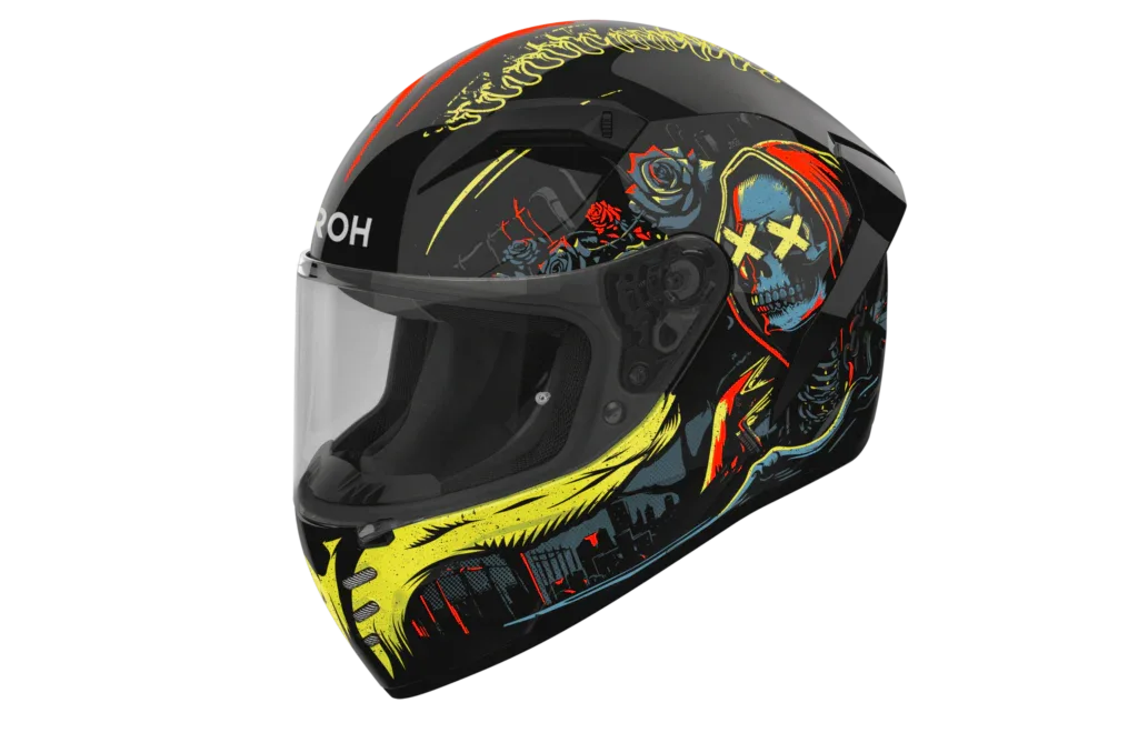 Airoh Connor Double Face nero e giallo CNDBF35: profilo laterale del casco