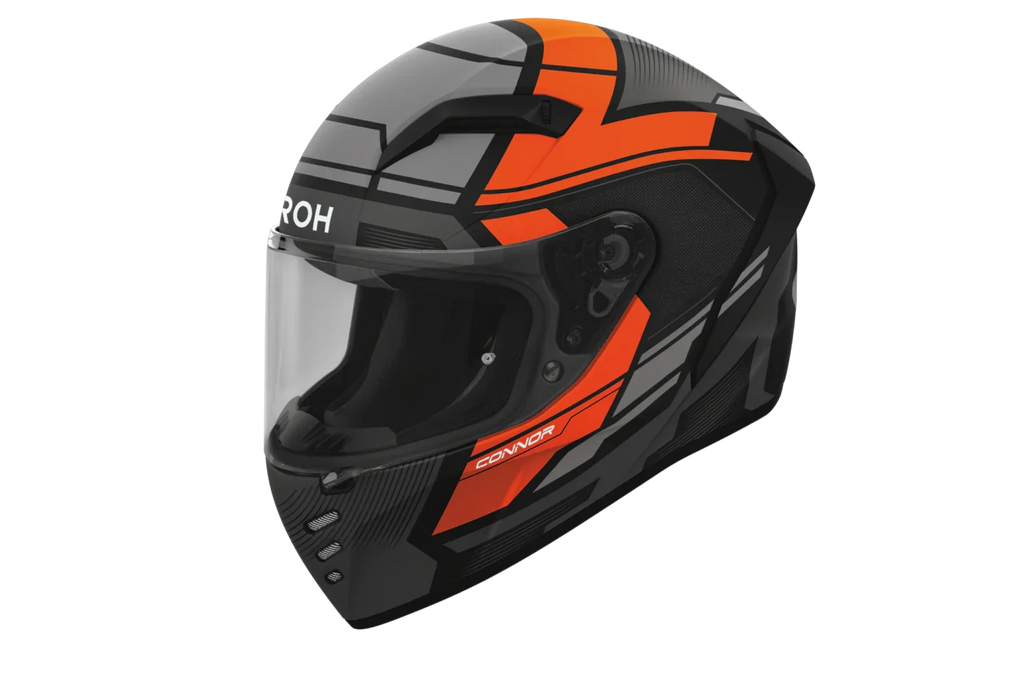 Airoh Connor Ego grigio e arancio opaco CNE32: profilo laterale del casco