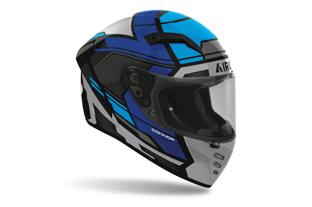 Casco integrale Airoh Connor Ego blu e grigio cod. CNE18, tre quarti anteriore