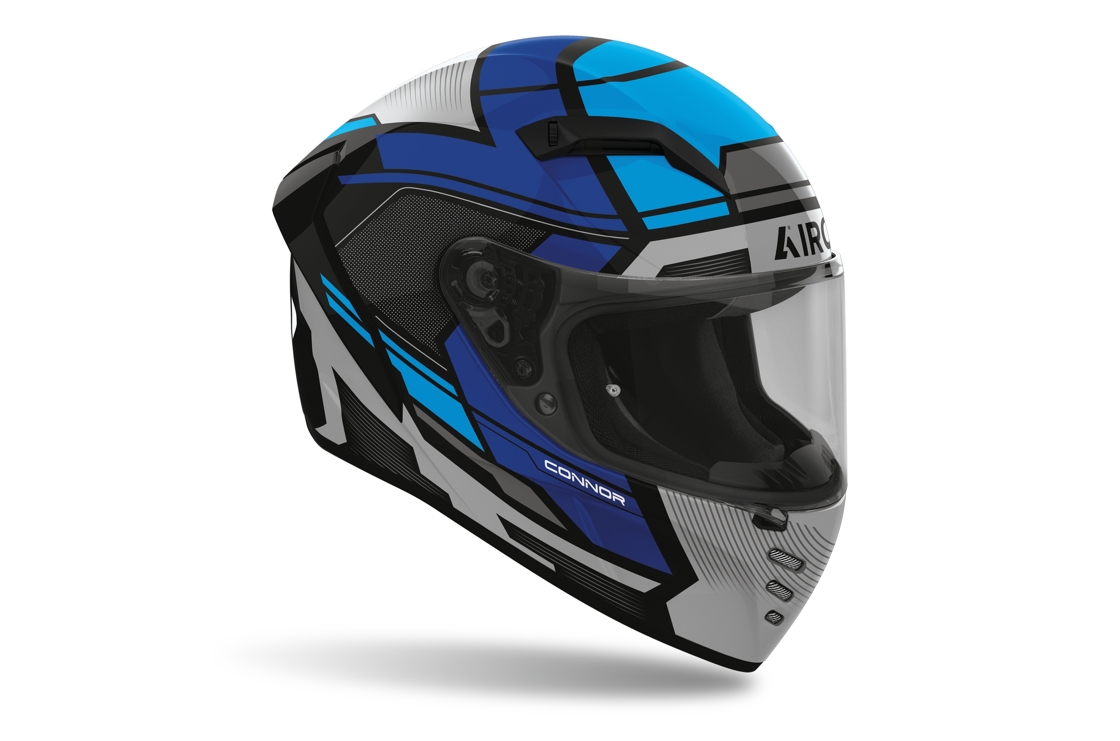 Casco integrale Airoh Connor Ego blu e grigio cod. CNE18, tre quarti anteriore