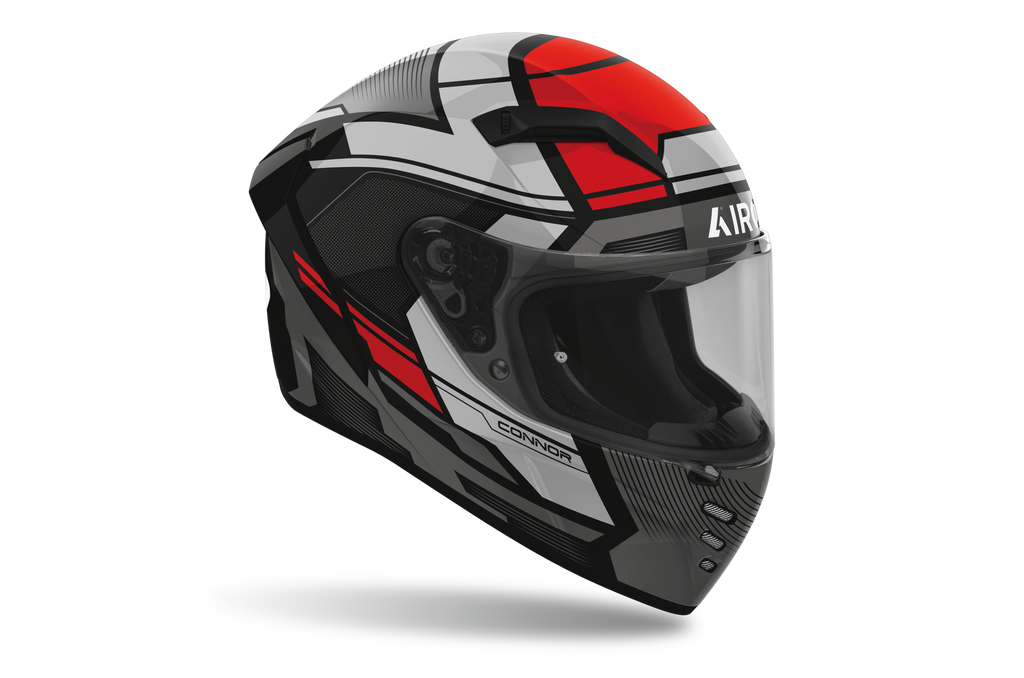 Casco integrale Airoh Connor Ego grigio e rosso cod. CNE55, tre quarti anteriore
