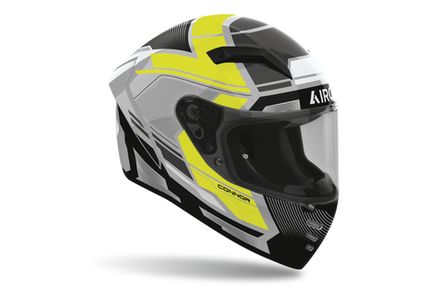 Casco integrale Airoh Connor Ego grigio e giallo cod. CNE31, tre quarti anteriore