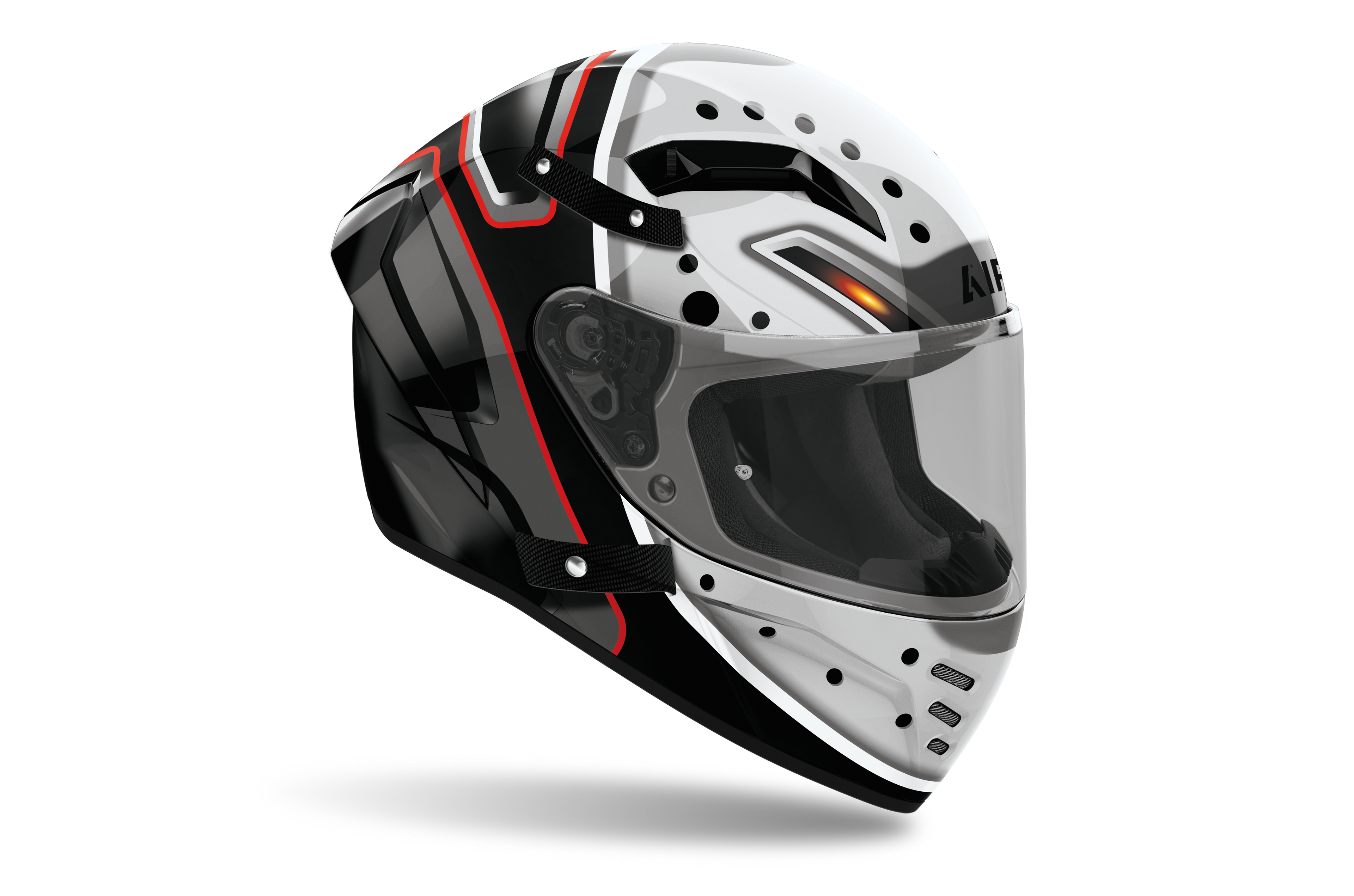 Casco integrale Airoh Connor Masker bianco e nero cod. CNM17, tre quarti anteriore