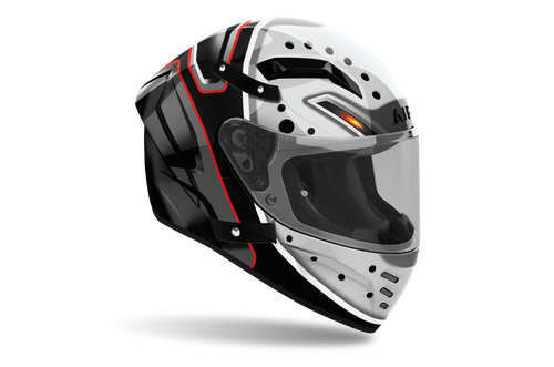 Casco integrale Airoh Connor Masker bianco e nero cod. CNM17, tre quarti anteriore