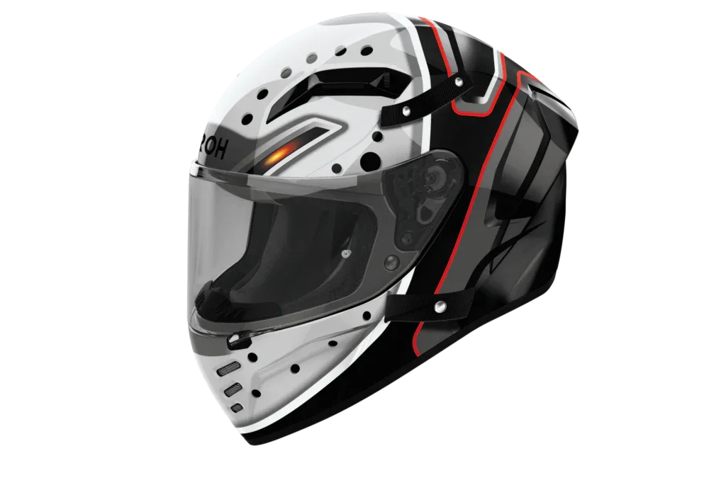 Airoh Connor Masker bianco e nero CNM17: profilo laterale del casco integrale