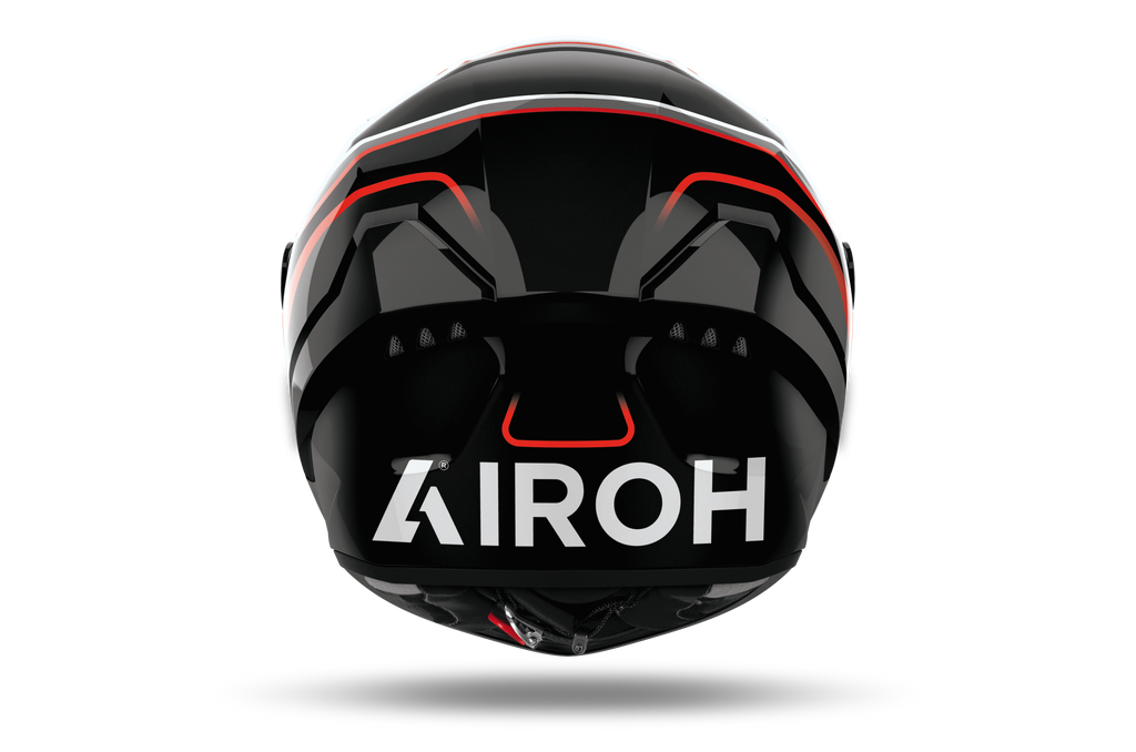 Airoh Connor Masker bianco e nero CNM17, vista posteriore con estrattori e logo Airoh