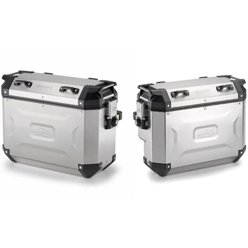 Kappa Moto Coppia Valigie Laterali Kappa K'Voyager KVG3733APACK2 Alluminio 37+33 Litri – MONOKEY® CAM SIDE Silver Bauli - Moon Bike - Vista 1