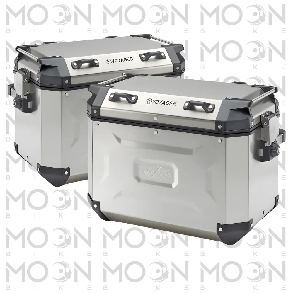 Kappa Moto Coppia Valigie Laterali Kappa K'Voyager KVG48APACK2 Alluminio Naturale 48+48 Litri – MONOKEY® CAM SIDE Silver Stoccaggio e carico per veicoli - Moon Bike - Vista 1