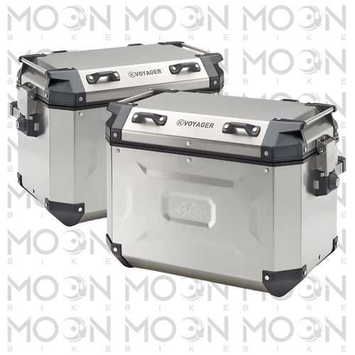 Kappa Moto Coppia Valigie Laterali Kappa K'Voyager KVG48APACK2 Alluminio Naturale 48+48 Litri – MONOKEY® CAM SIDE Silver Stoccaggio e carico per veicoli - Moon Bike - Vista 1