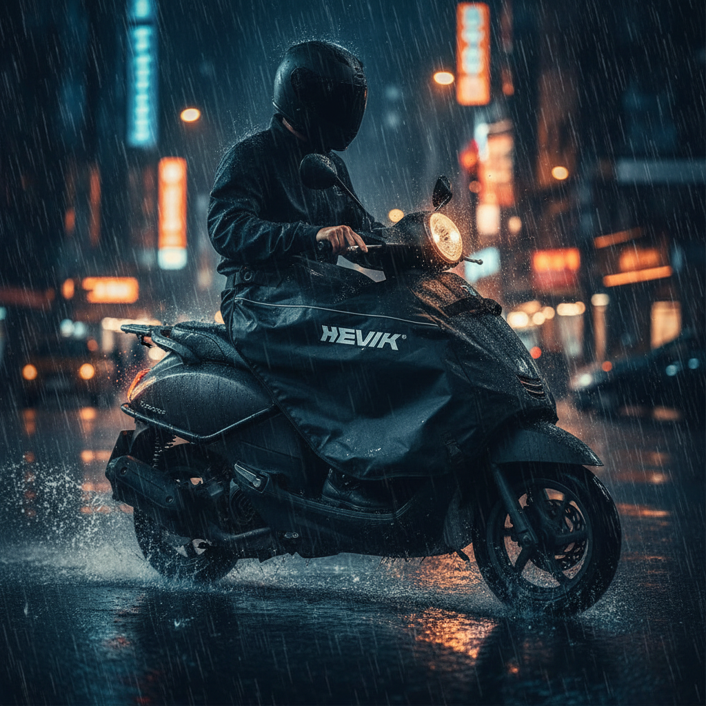 Hevik HAC203R Coprigambe Universale Impermeabile – Scooter e Maxiscooter Nero PVC Abbigliamento - Moon Bike - Vista 6