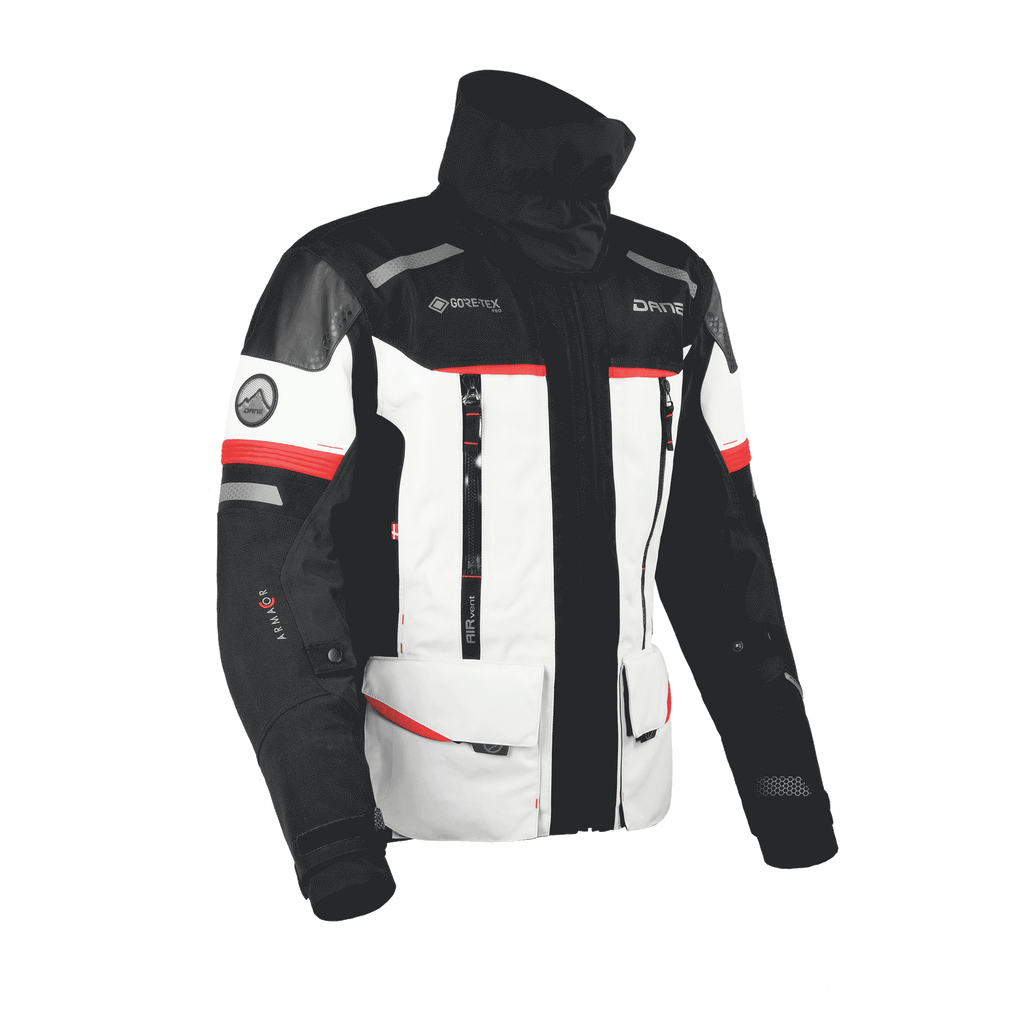 Giacca moto uomo Dane Bornholm Gore-Tex Pro grigio e rossa, EN 17092 AA, Dane