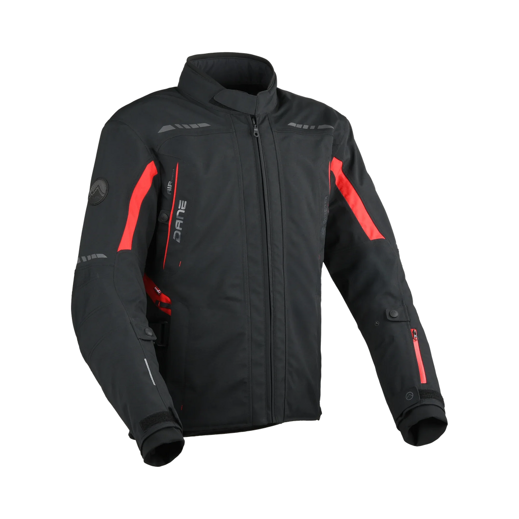 Giacca moto Gore-Tex Dane Elling 2 nero e rossa, EN 17092 AA, foto Dane