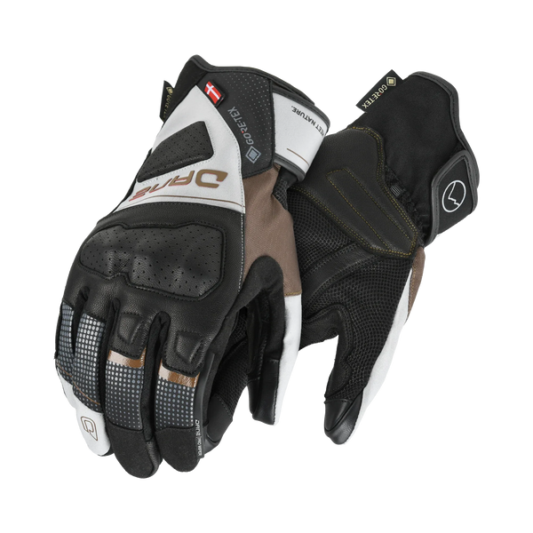 Guanti moto estivi Dane Eskil Gore-Tex grigi con inserti marroni, dorso con protettore nocche sotto pelle traforata, foto ufficiale Dane