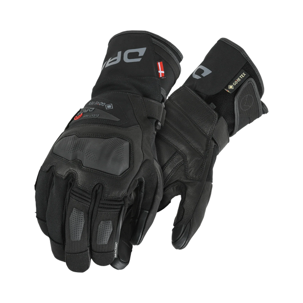 Guanti moto Dane Helsingor Gore-Tex neri a polsino lungo, dorso con protettore nocche 3D e palmo in pelle, foto ufficiale Dane
