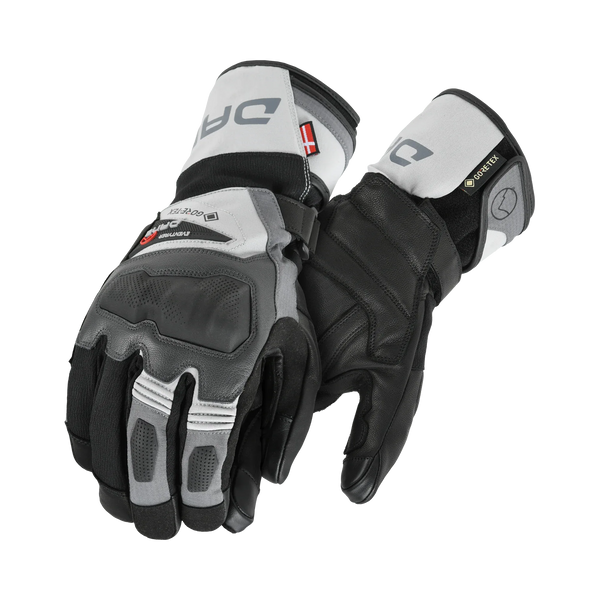 Guanti moto Dane Helsingor Gore-Tex neri e grigi a polsino lungo, dorso con protettore nocche 3D e inserti sulle dita, foto ufficiale Dane