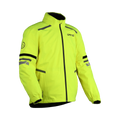 Giacca antipioggia moto Dane Husly XPR-Tex giallo fluo con inserti neri, vista tre quarti anteriore, foto ufficiale Dane