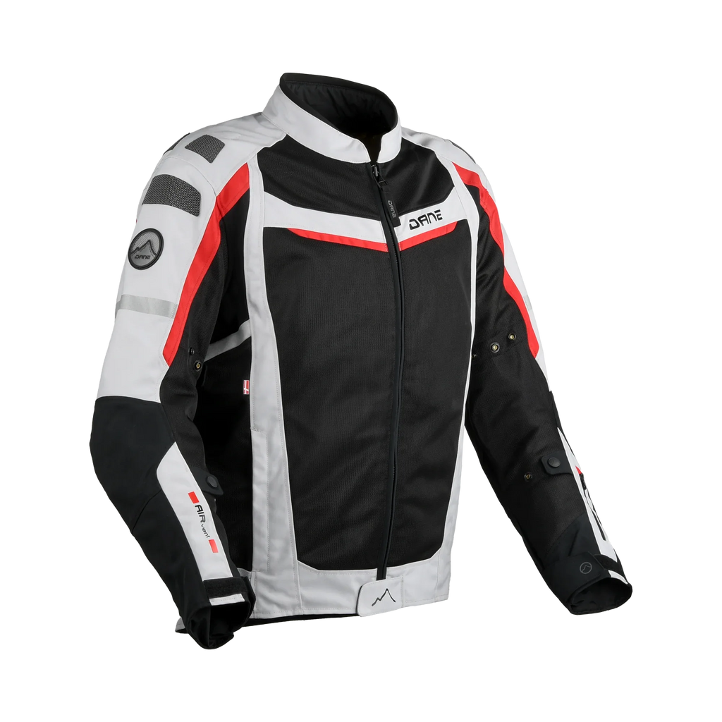 Giacca moto estiva in rete Dane Solskin grigio/rosso, EN 17092 A, foto ufficiale Dane