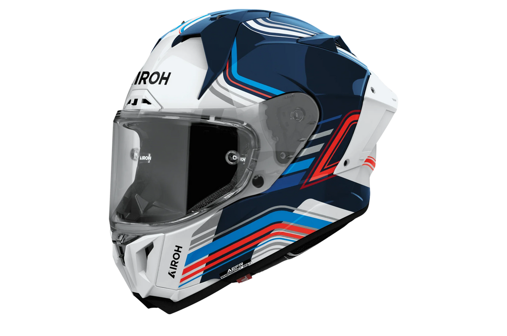 Airoh GP 800 Hurricane bianco blu e rosso GP8H38: profilo laterale del casco