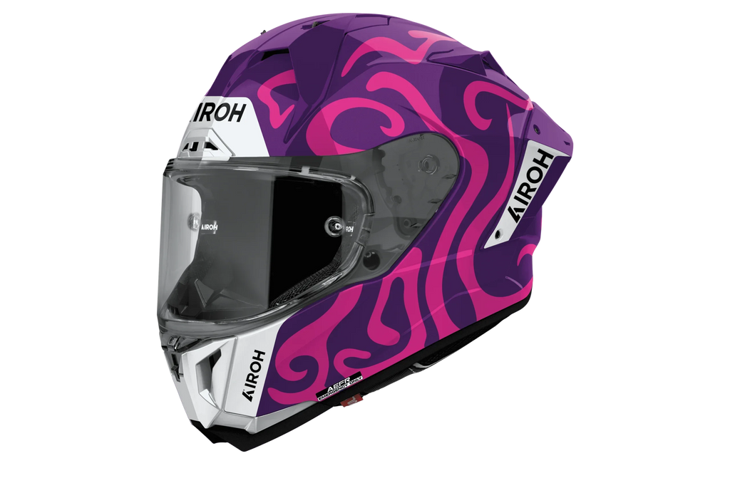 Airoh GP 800 Swain viola e fucsia GP8SW54: profilo laterale del casco racing