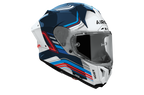 Casco integrale Airoh GP 800 Hurricane bianco blu e rosso cod. GP8H38, tre quarti anteriore
