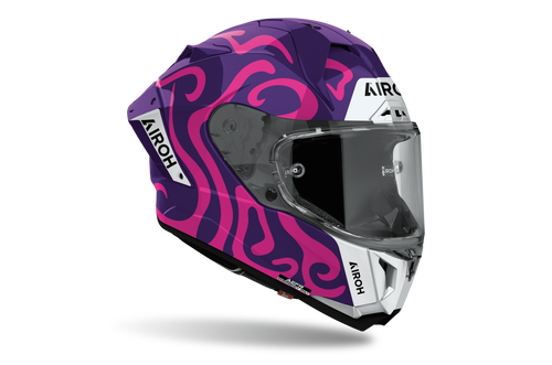 Casco integrale Airoh GP 800 Swain viola e fucsia cod. GP8SW54, tre quarti anteriore