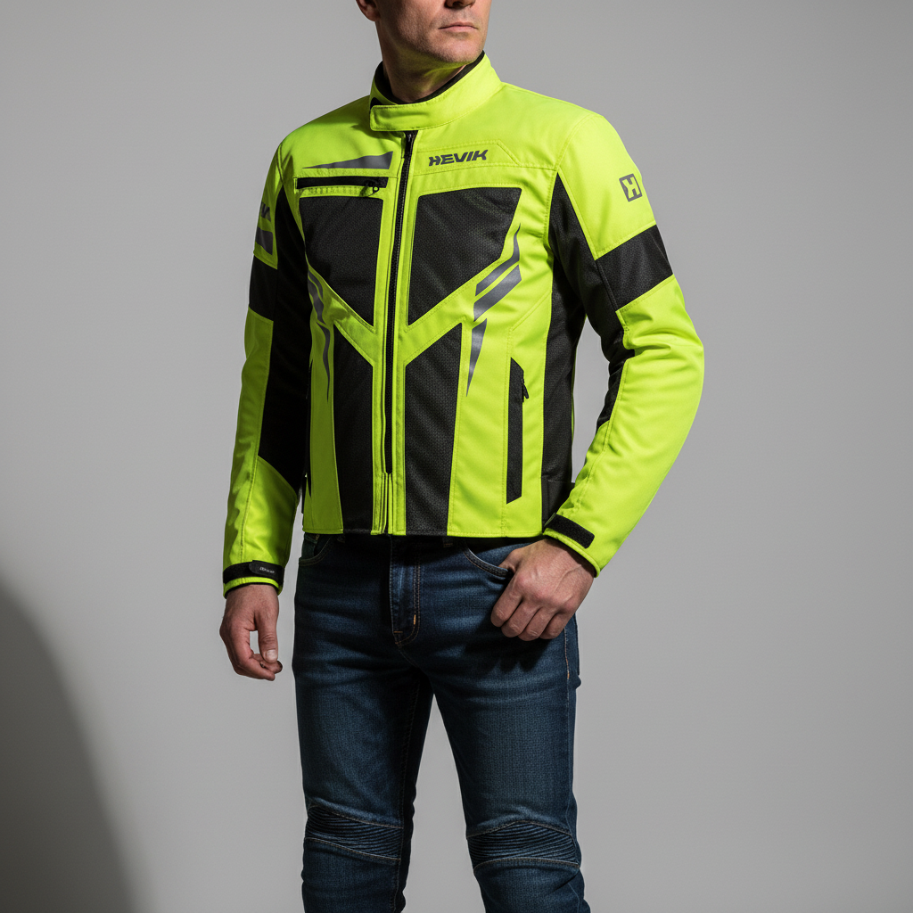 Giacca Moto Hevik Ikaro Estiva Giallo Fluo - Moon Bike - Vista 5