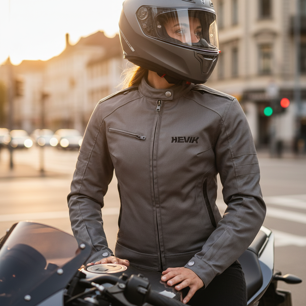Giacca Moto Hevik Madsen Lady Donna Grigio - Moon Bike - Vista 8
