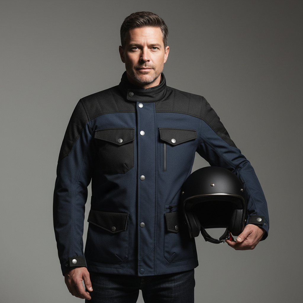 Giacca Moto Hevik Portland Evo Uomo Blu - Moon Bike - Vista 4