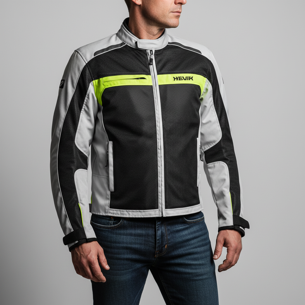 Giacca Moto Hevik Scirocco Light Uomo Grigio/Giallo Fluo - Moon Bike - Vista 5