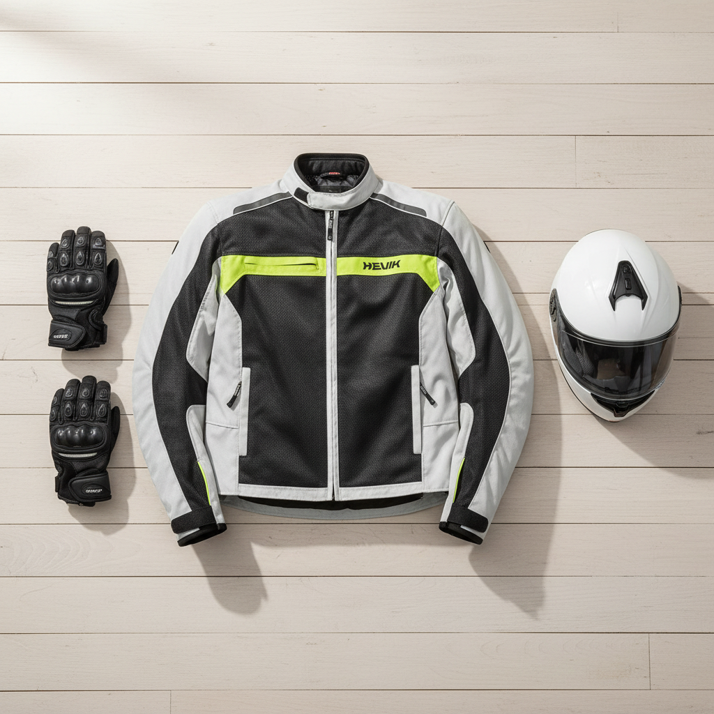 Giacca Moto Hevik Scirocco Light Uomo Grigio/Giallo Fluo - Moon Bike - Vista 4