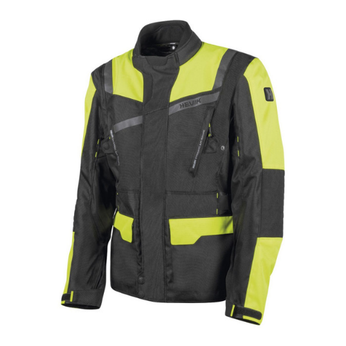 Giacca Moto Hevik Stelvio 2 Strati Nero/Giallo Fluo - Moon Bike - Vista 1