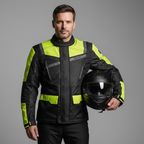 Giacca Moto Hevik Stelvio 2 Strati Nero/Giallo Fluo - Moon Bike - Vista 4