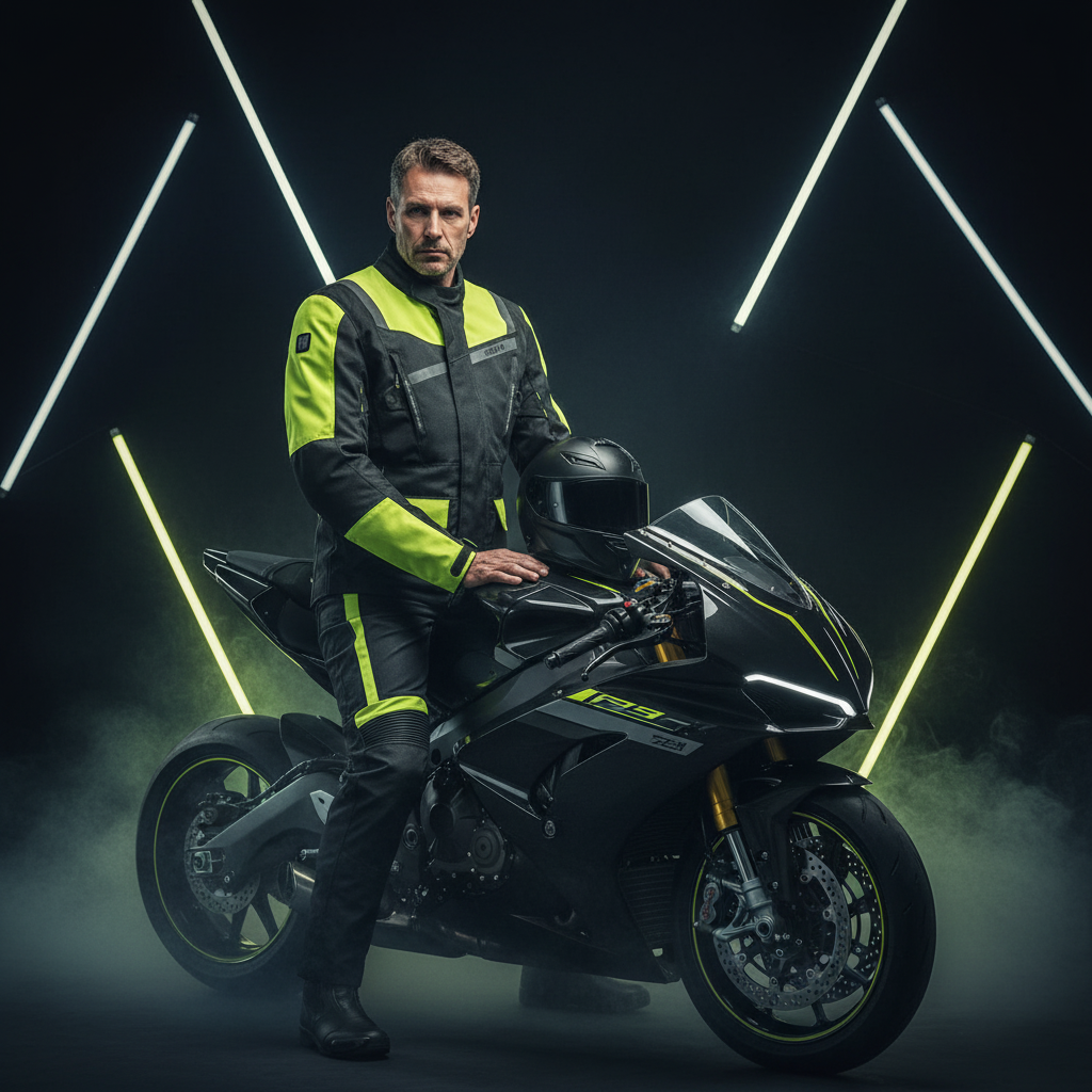 Giacca Moto Hevik Stelvio 2 Strati Nero/Giallo Fluo - Moon Bike - Vista 6