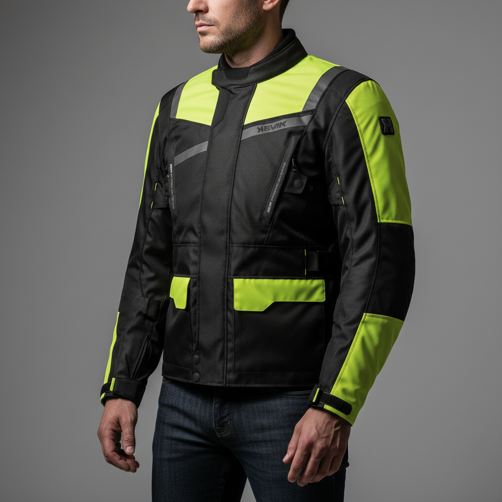 Giacca Moto Hevik Stelvio 2 Strati Nero/Giallo Fluo - Moon Bike - Vista 3