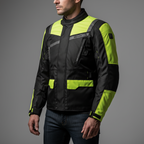 Giacca Moto Hevik Stelvio 2 Strati Nero/Giallo Fluo - Moon Bike - Vista 3