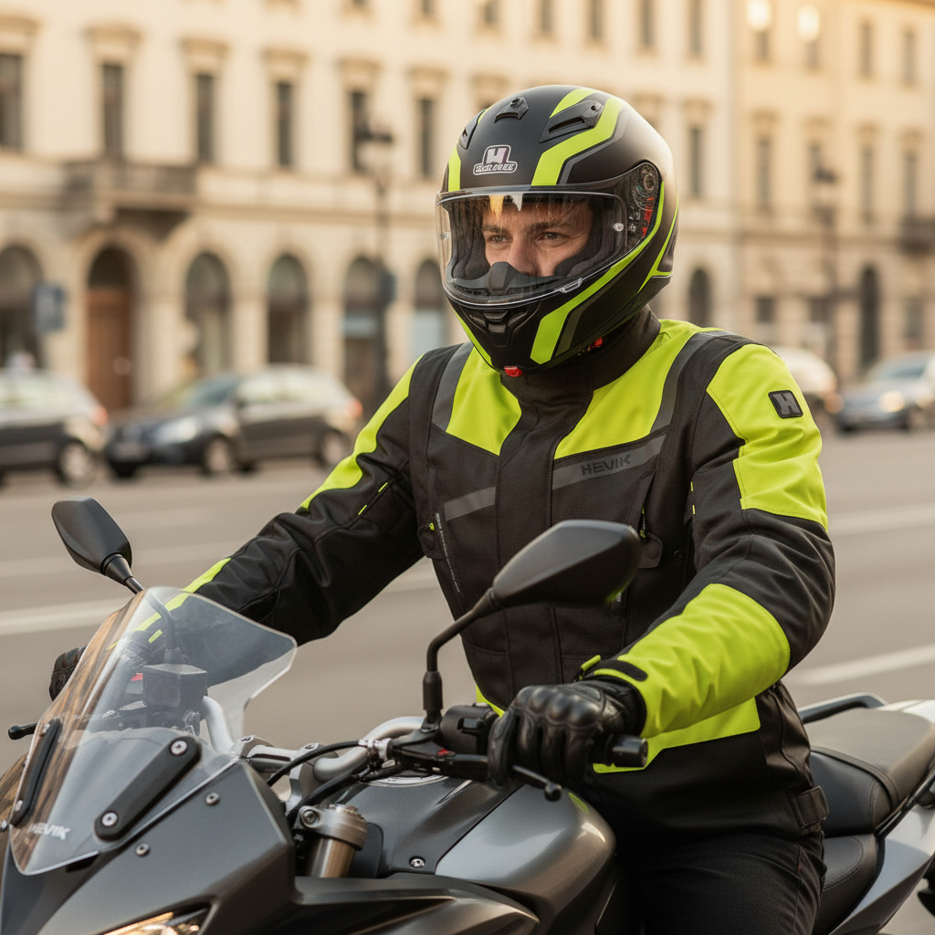 Giacca Moto Hevik Stelvio 2 Strati Nero/Giallo Fluo - Moon Bike - Vista 7