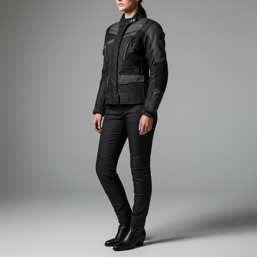 Giacca Moto Hevik Stelvio Lady Light Grigio/Nero - Moon Bike - Vista 3