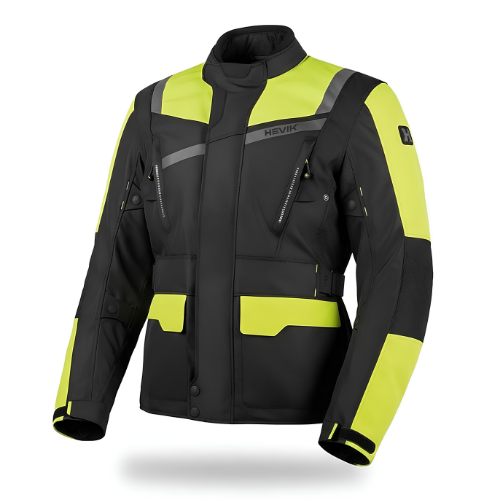 Giacca Moto Hevik Stelvio Light Nero/Giallo Fluo - Moon Bike - Vista 1