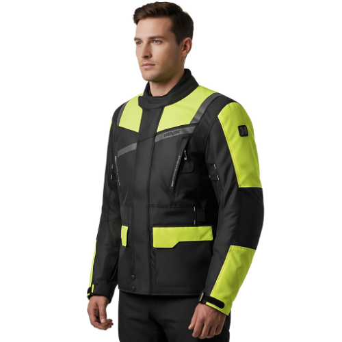 Giacca Moto Hevik Stelvio Light Nero/Giallo Fluo - Moon Bike - Vista 3