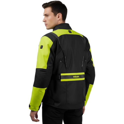 Giacca Moto Hevik Stelvio Light Nero/Giallo Fluo - Moon Bike - Vista 4