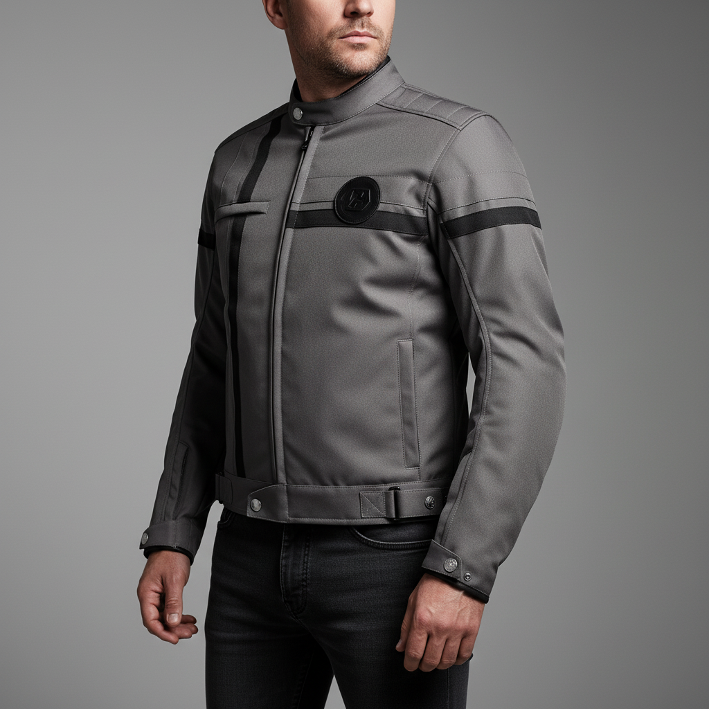 Giacca Moto Hevik Vintage Uomo Grigio - Moon Bike - Vista 3