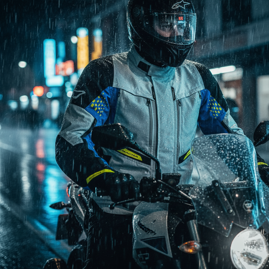 Macna Giacca Moto Macna Fusor Light Grey Blu – Impermeabile 3 Strati CE Livello 2 Blu Abbigliamento per moto - Moon Bike - Vista 9